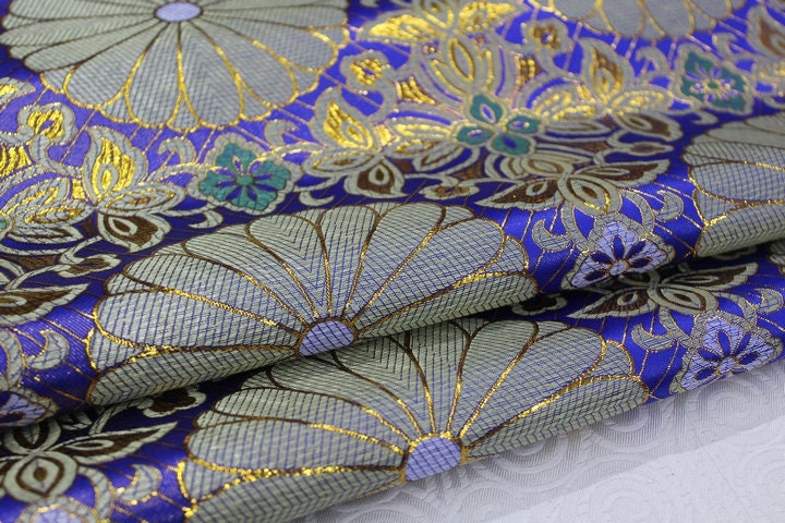 Lotus Tibetan Brocade Fabric: Silk Rayon Upholstery, 29"W