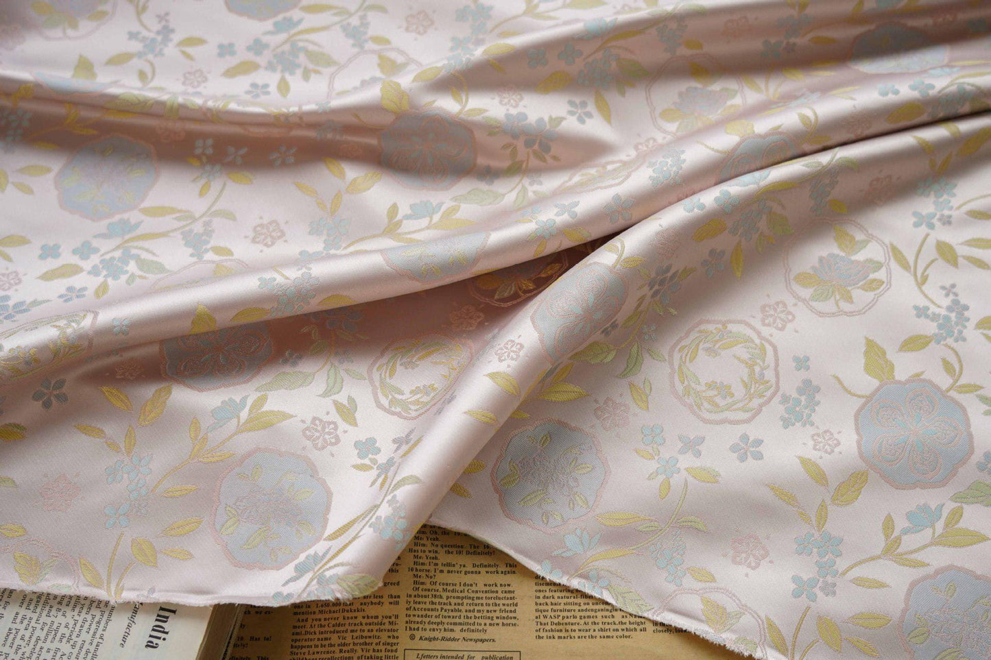 Floral Brocade Fabric: 63"W Rayon Damask for Sewing & Upholstery