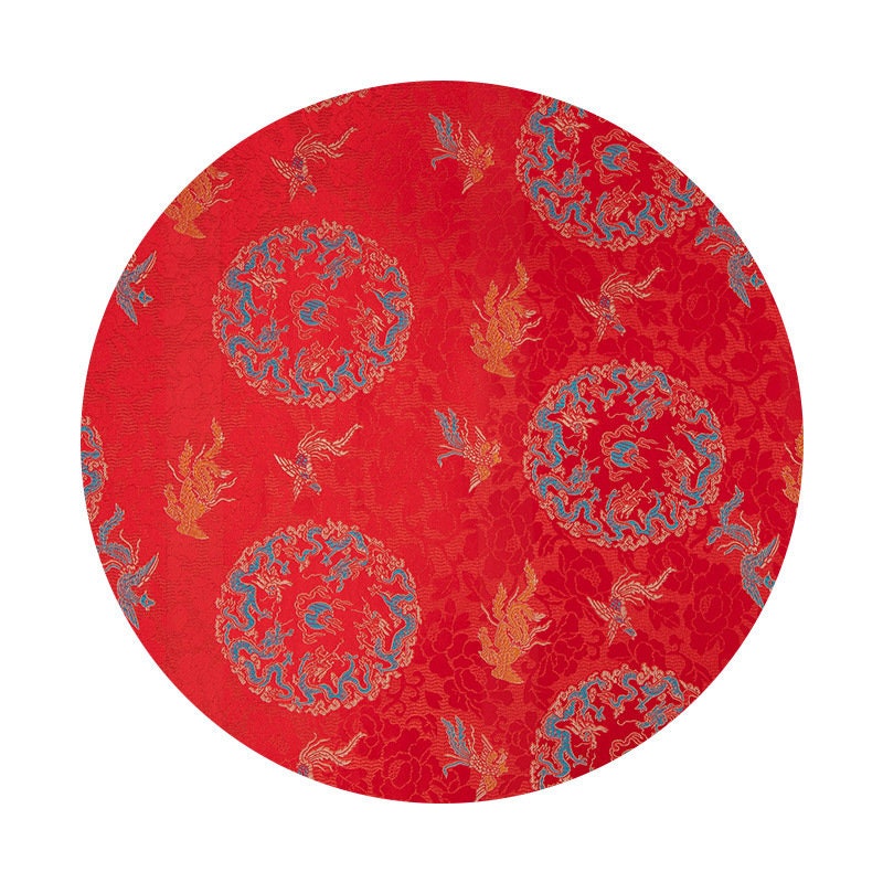 Tissu brocart Red Dragon Phoenix : mélange de rayonne de 150 cm de large