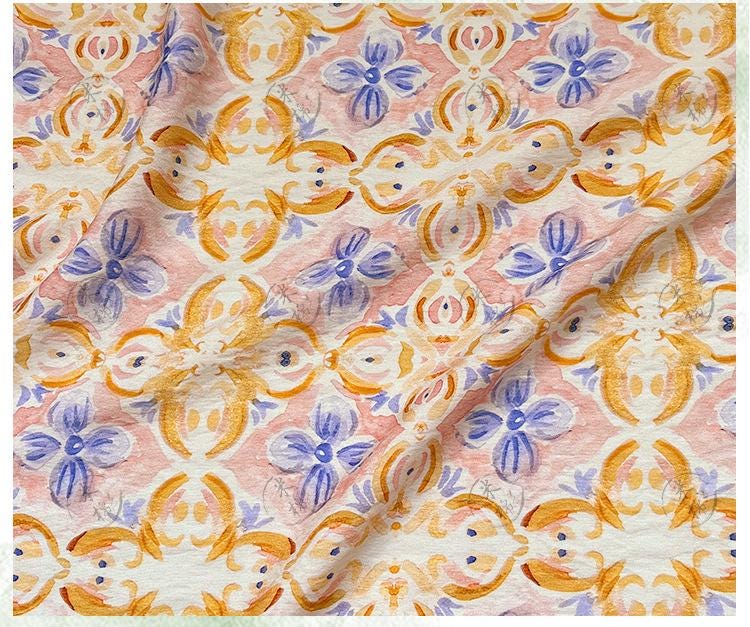Tissu pour patchwork, coton à motifs floraux aquarelle : matériel de couture style chinois