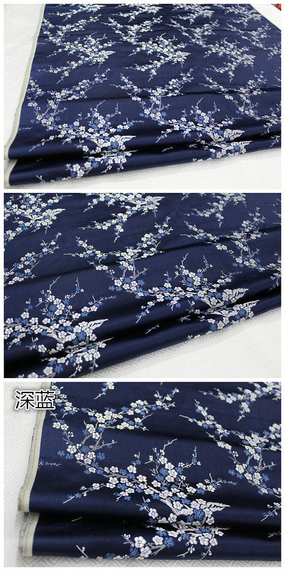 Plum Blossom Silk Brocade Fabric: Multicolored Cheongsam Qipao Material