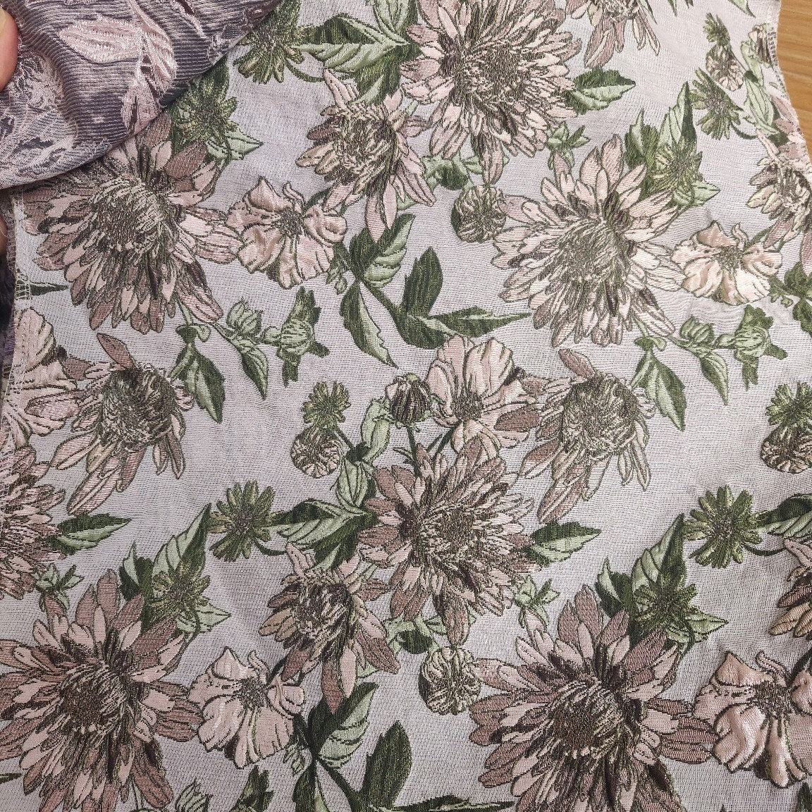 Reversible Floral Jacquard Fabric: 3D Embossed Upholstery, Costume, Sewing (61"W By 1 yard)