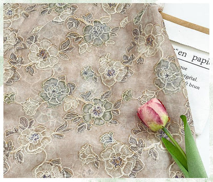 Embroidered Floral Fabric ��� Vintage Hanfu Qipao Sty" Wide