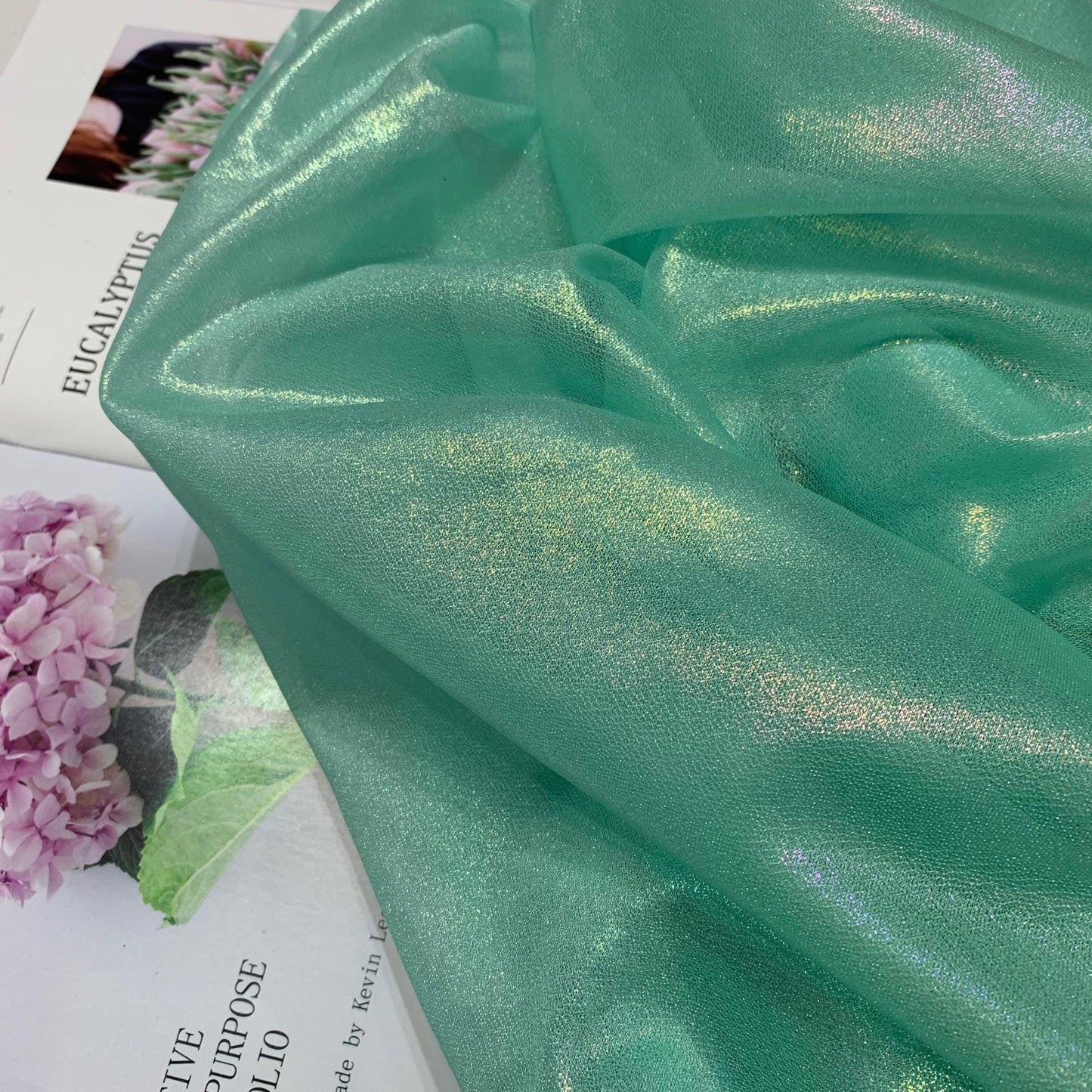 Holographic Linen Blend Fabric ��� Diamond Shi" Wide