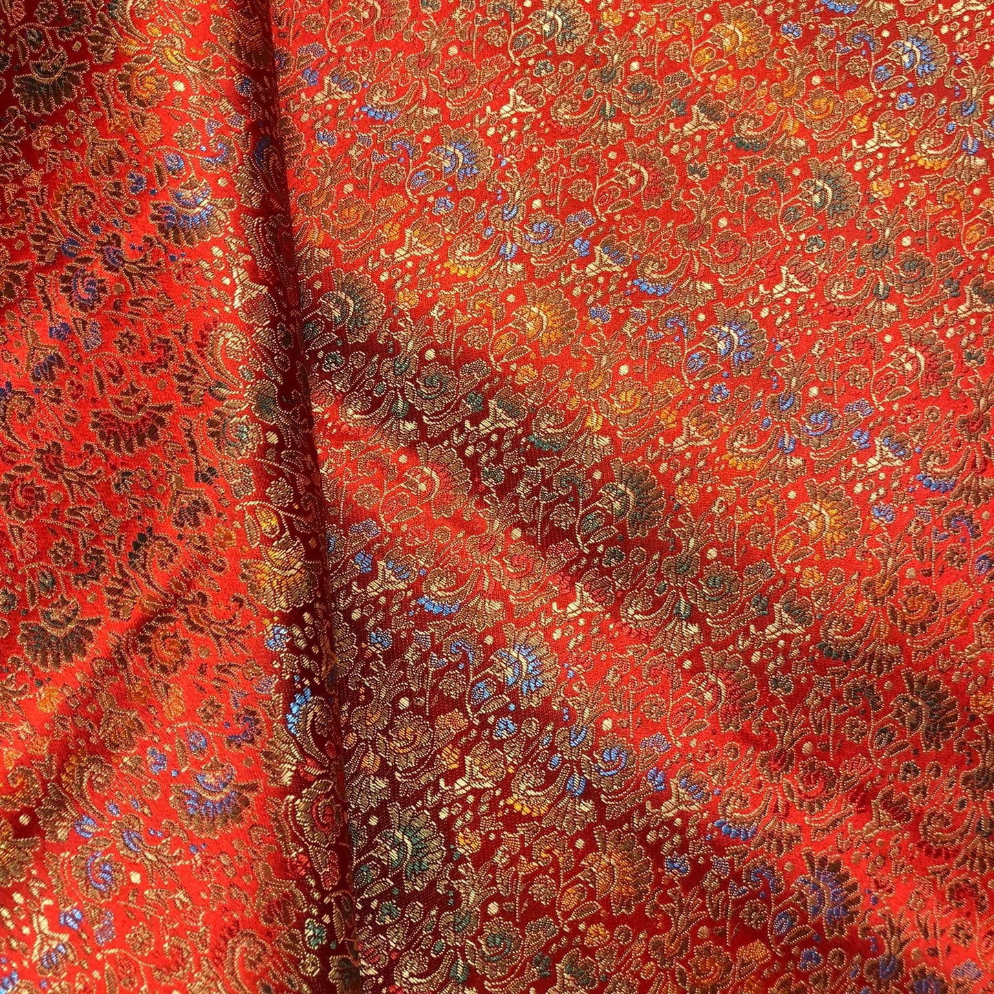 Celosia Pattern Silk Brocade Fabric: 35"W Woven Cheongsam Cushion