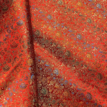 Celosia Pattern Silk Brocade Fabric: 35"W Woven Cheongsam Cushion