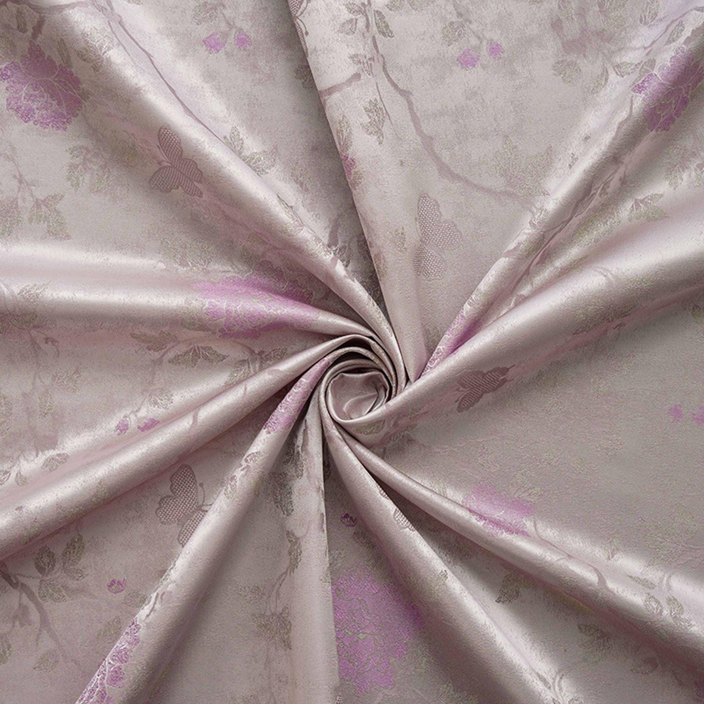 Gold Thread Jacquard Fabric: Retro Butterfly Floral Upholstery, 56"W