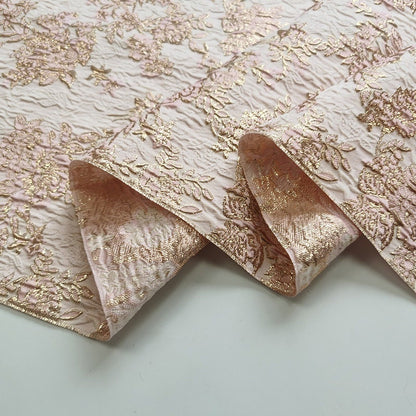 Gold Thread Floral Jacquard Fabric: 3D Texture Designer Sewing Material
