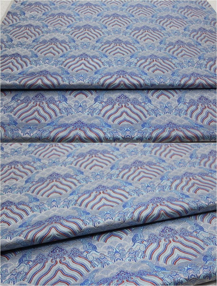 Ocean Waves Silk Rayon Brocade Fabric: Dressmaking Material (29.5"/75cm)