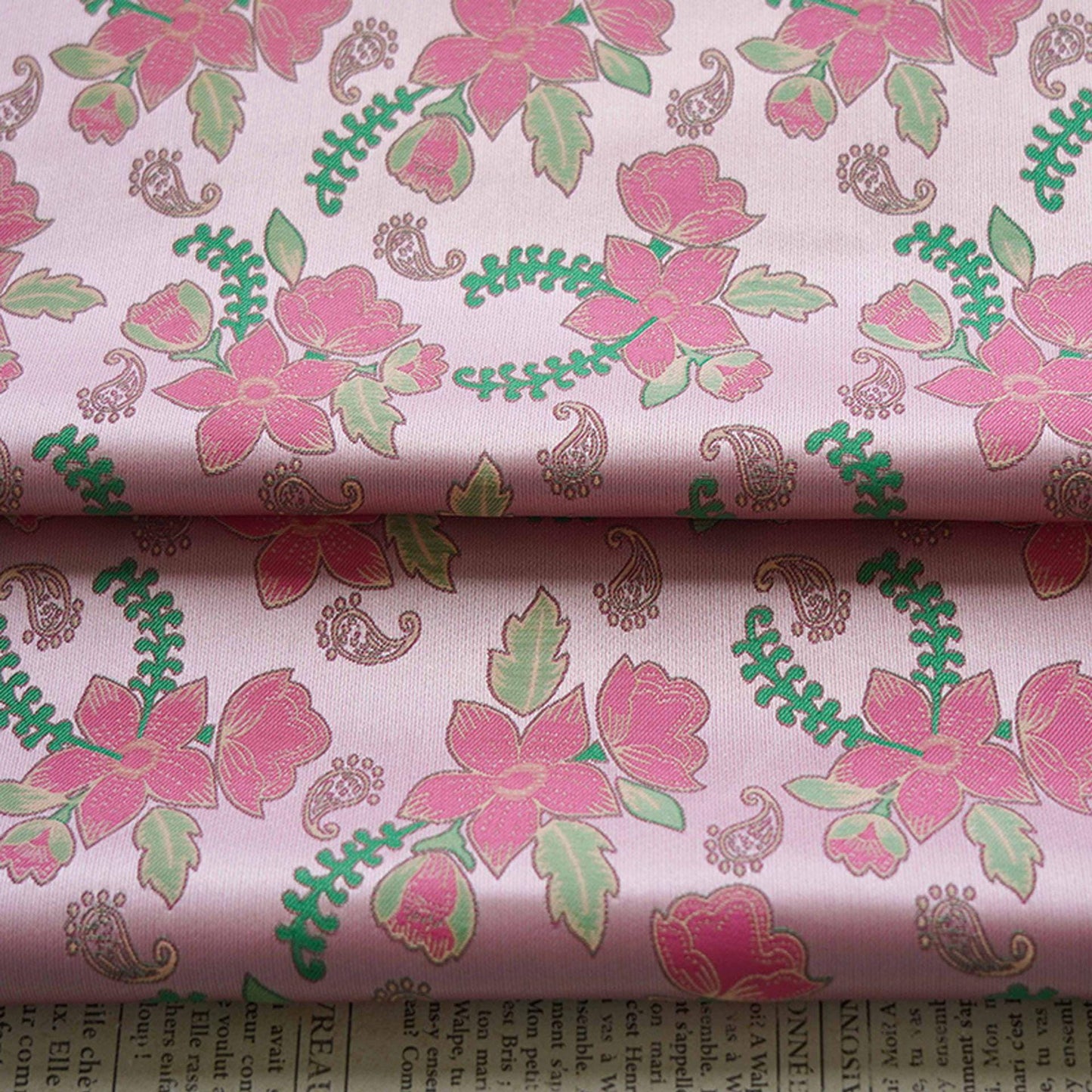 Peach Reverse Jacquard Fabric: 3D Upholstery, Costume, Decor - 66"W