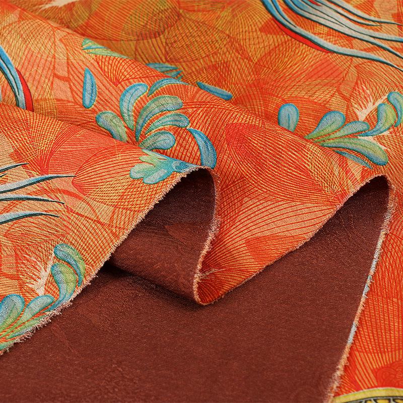 Tissu d'ameublement en soie Phoenix Flower Tea : impression numérique, 150 cm de large