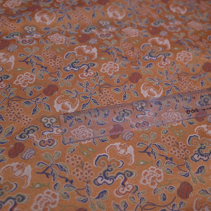 59"W Song Brocade Fabric: Eight Treasures Ganoderma Lucidum Pattern
