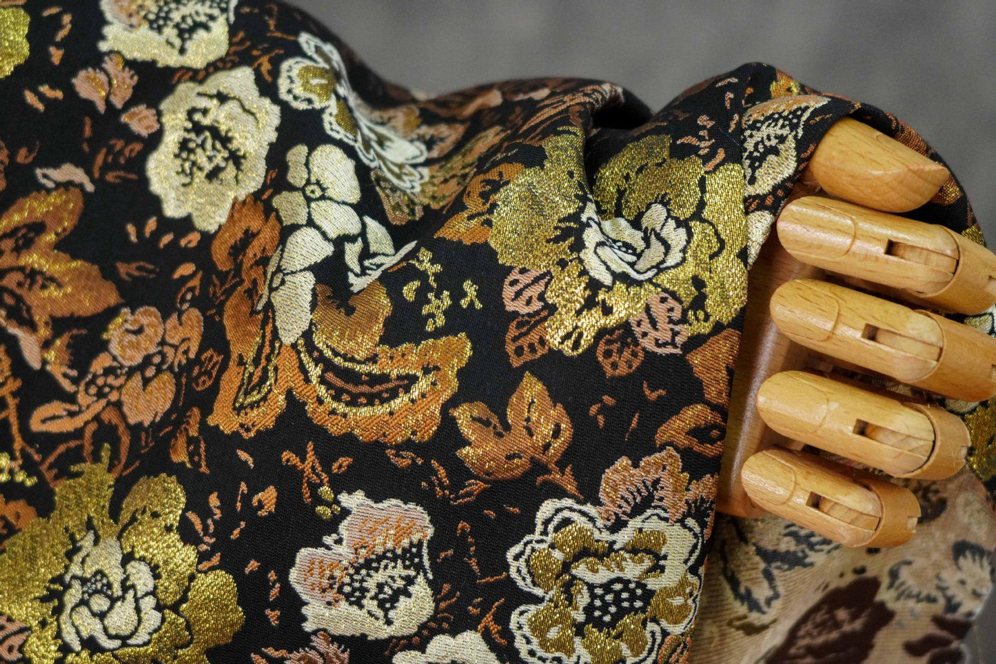 Baroque Jacquard Fabric: Gold Woven Palace Style Material - 59"W