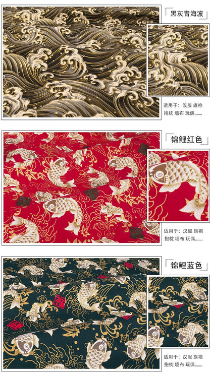 Japanese Cotton Fabric: Floral Print Sewing Material - Kimono & Home Decor