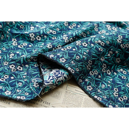 Azure Floral Jacquard Fabric: Reversible Metallic Embossed Upholstery, 64"W
