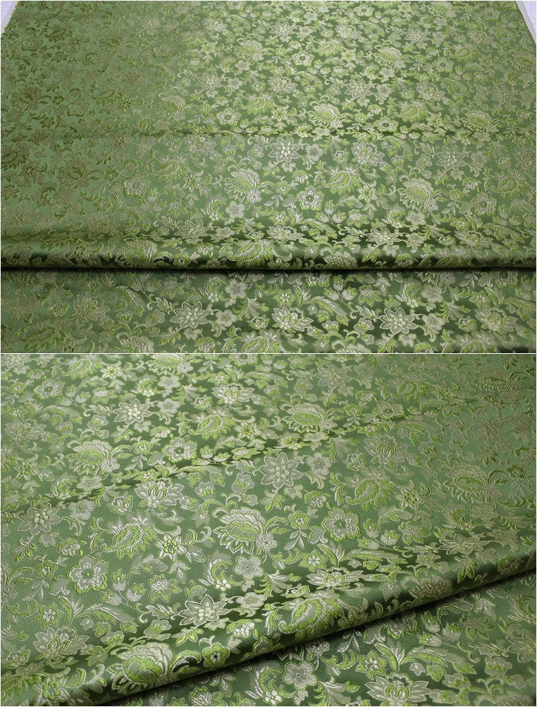Floral Brocade Fabric: Silk Rayon Blend, Cheongsam Qipao Material (29.5" Wide)