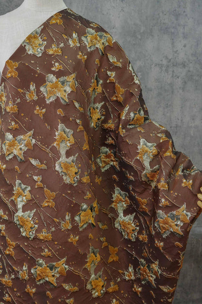 Embossed Butterfly Brocade Fabric: Gold Thread Jacquard Ink Splash - Sewing Material