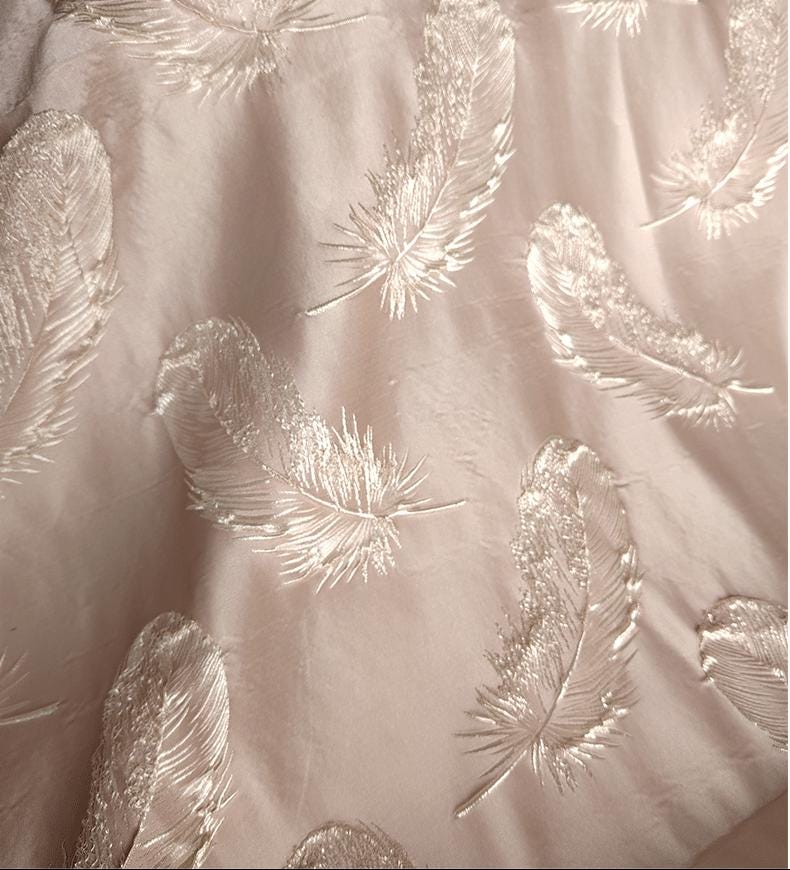 Gold Feather Jacquard Fabric - Baroque Palace Style, 58" Wide