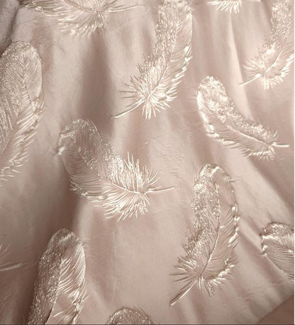 Gold Feather Jacquard Fabric - Baroque Palace Style, 58" Wide