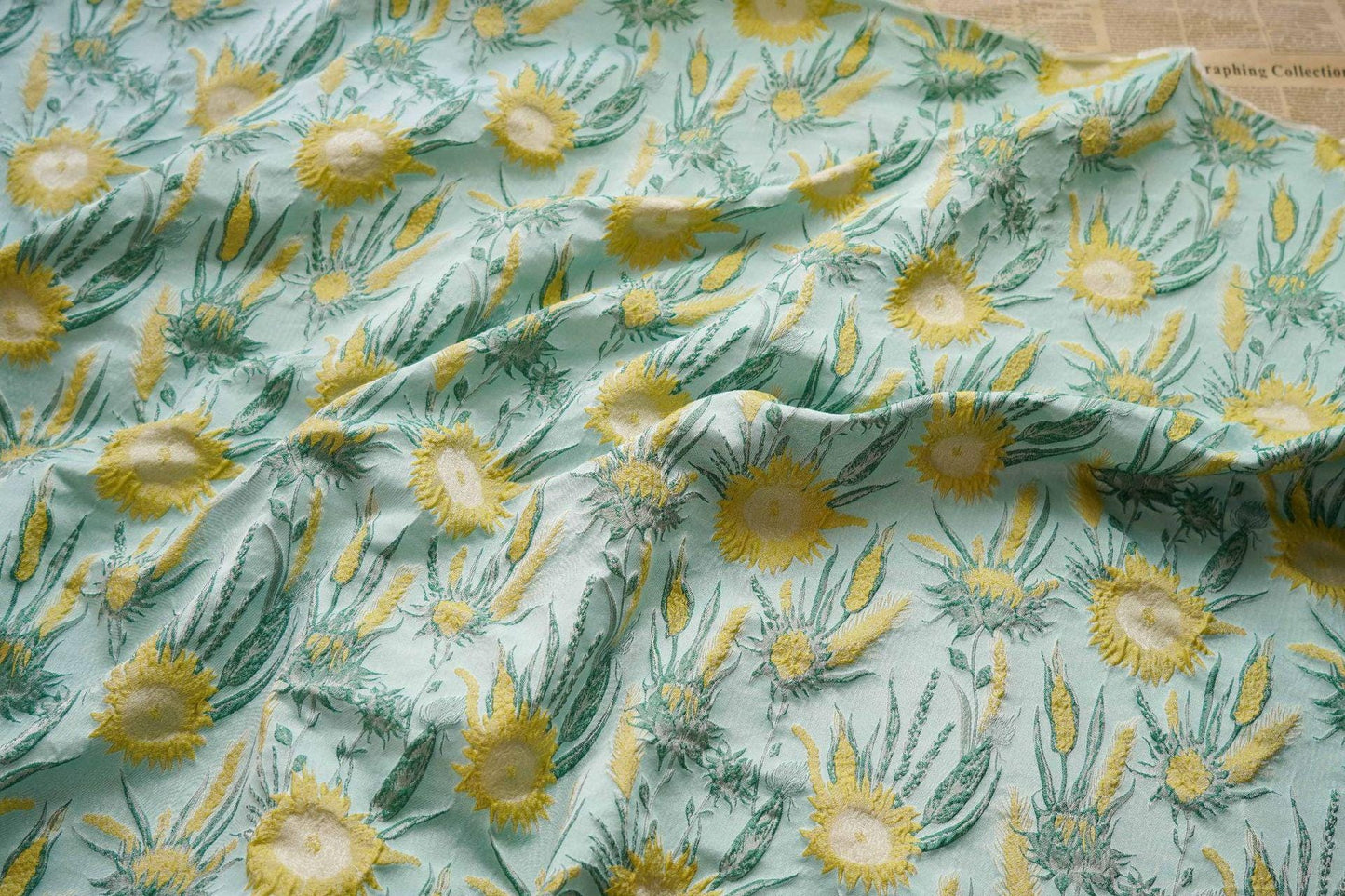 Floral Jacquard Fabric: 3D Texture Oil Painting Style (51"W)