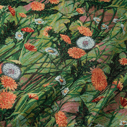 Tissu jacquard tissé à motif floral : style peinture à l’huile, 140 cm de large