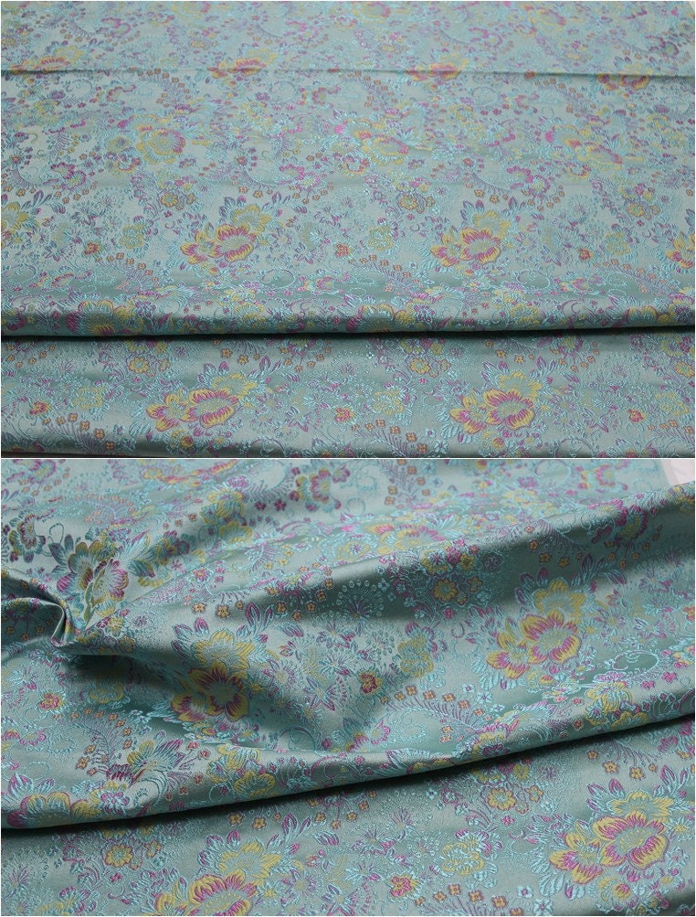 Cherry Blossom Jacquard Brocade Fabric: 29.5" Wide Silk Rayon Blend