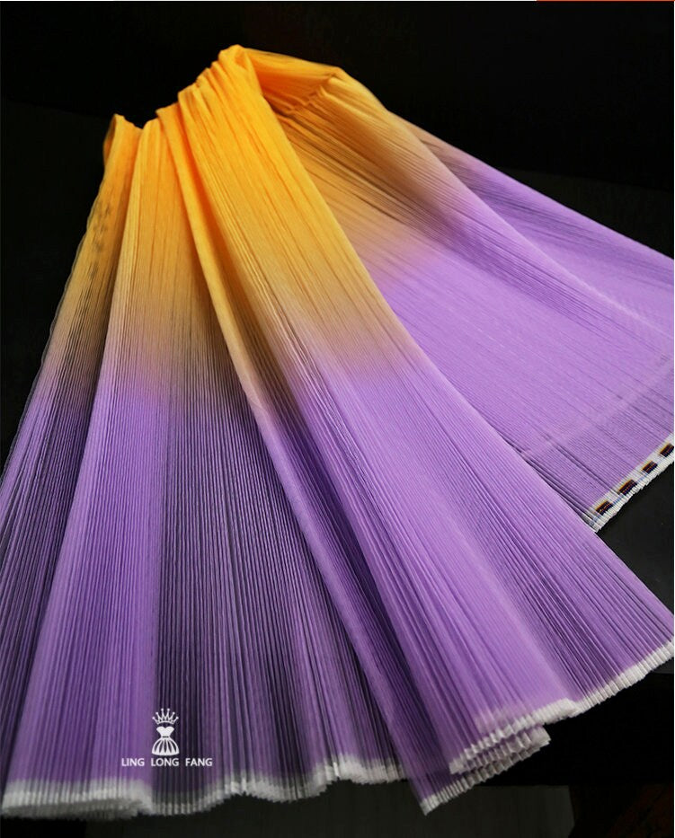 Pleated Hard Yarn Tulle Fabric: 59" Wide Designer Material