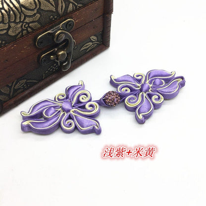 Boutons de cheongsam en satin à motif papillon faits main : fermeture à nœud chinois