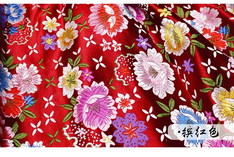 Tissu brocart à motif de pivoines : style chinois, largeur 75 cm