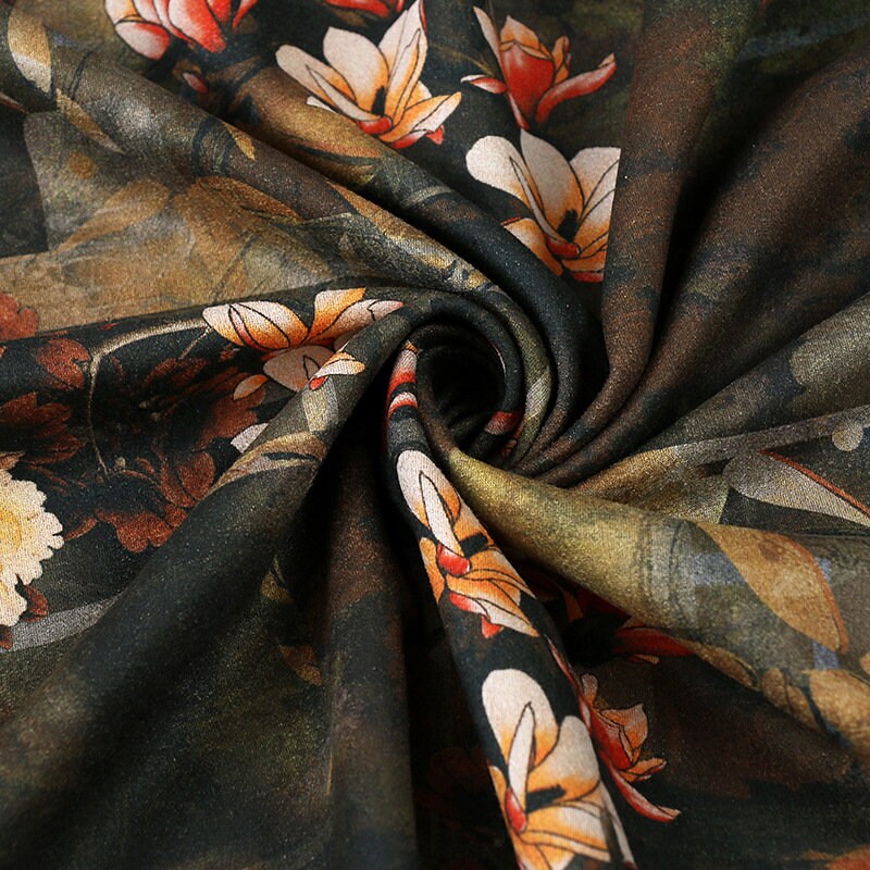 Floral Faux Suede Spandex Fabric: 59" Wide Upholstery, Apparel
