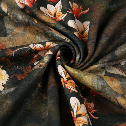 Floral Faux Suede Spandex Fabric: 59" Wide Upholstery, Apparel