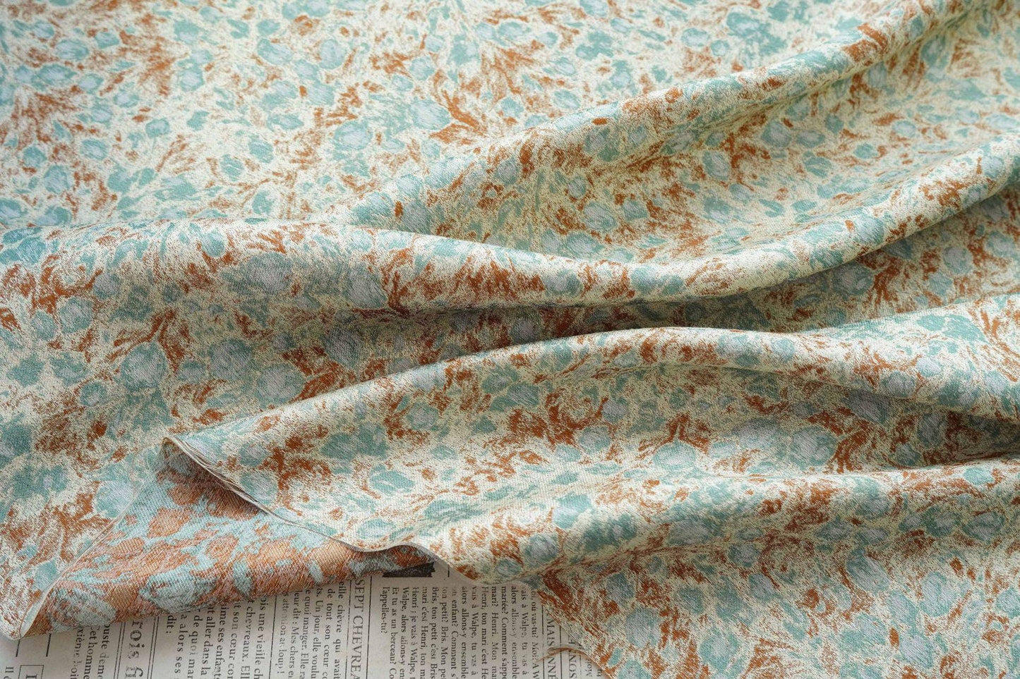 Tissu jacquard floral abstrait à motif café vert champêtre ���� Quilting, ameublement, canapé, sac, couture DIY, décoration intérieure"Large