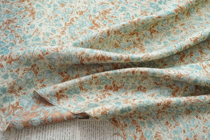 Tissu jacquard floral abstrait à motif café vert champêtre ���� Quilting, ameublement, canapé, sac, couture DIY, décoration intérieure"Large