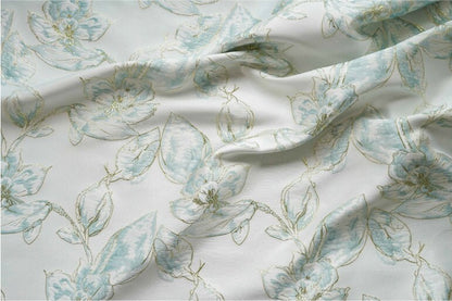 Gold Thread Floral Jacquard Fabric: 3D Oil Painting Texture, 57" Wide