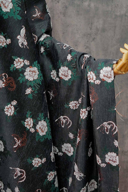 Floral Jacquard Chenille Fabric: 59"W Upholstery Sewing Material