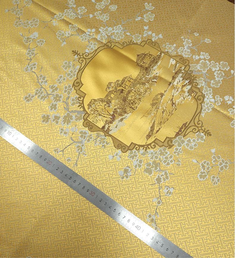 Tissu satiné damassé métallisé : jacquard à texture 3D, 150 cm de large