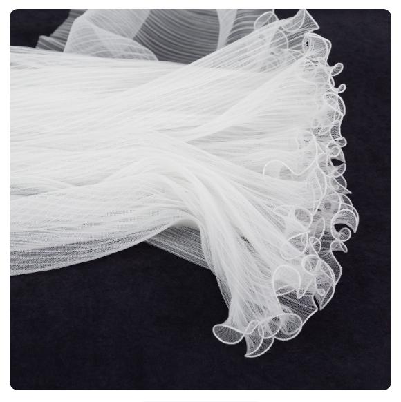 Pleated Ruffle Organza Fabric: Teal Green, Stiff Texture, 20"W
