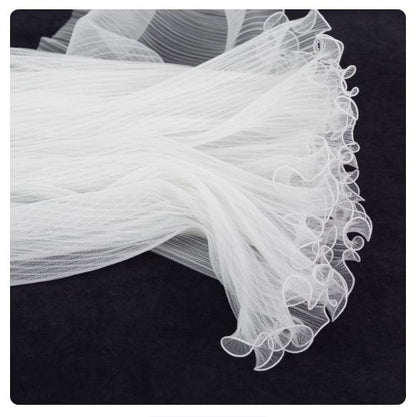 Pleated Ruffle Organza Fabric: Teal Green, Stiff Texture, 20"W