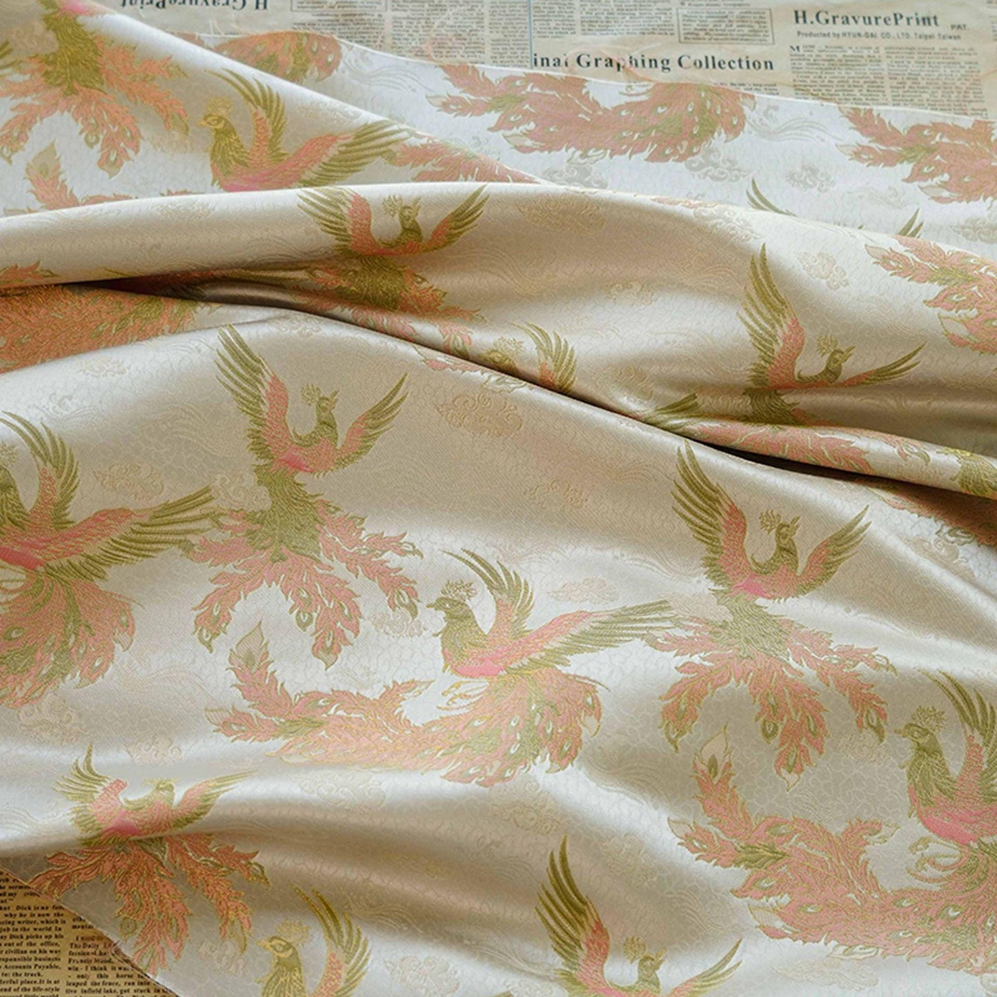 Phoenix Brocade Fabric: Chinese Song Dynasty Style, 63" Wide