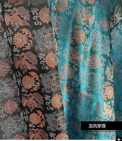 Dragon and Phoenix Brocade Fabric: 58"W Cheongsam Quilting Material