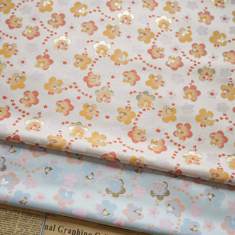 Gold Thread Floral Jacquard Fabric: 3D Flower Upholstery, 59" Wide