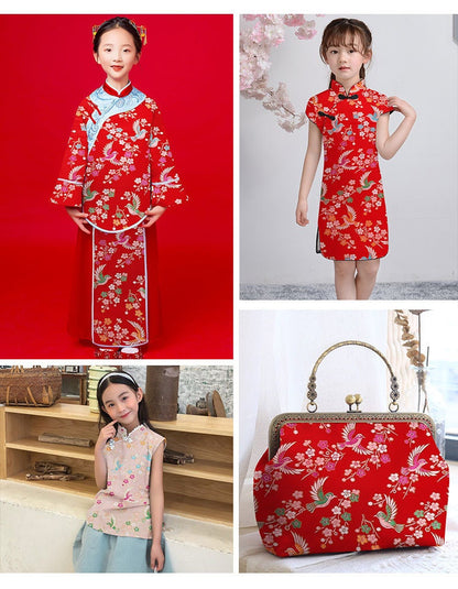 Bird Pattern Rayon Brocade Fabric: 57"W Cheongsam Costume Material