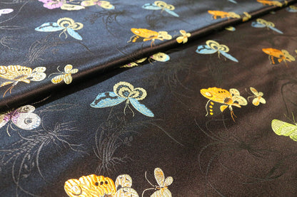 Black Butterfly Brocade Fabric: 59"W Rayon Textiles, Home Decor