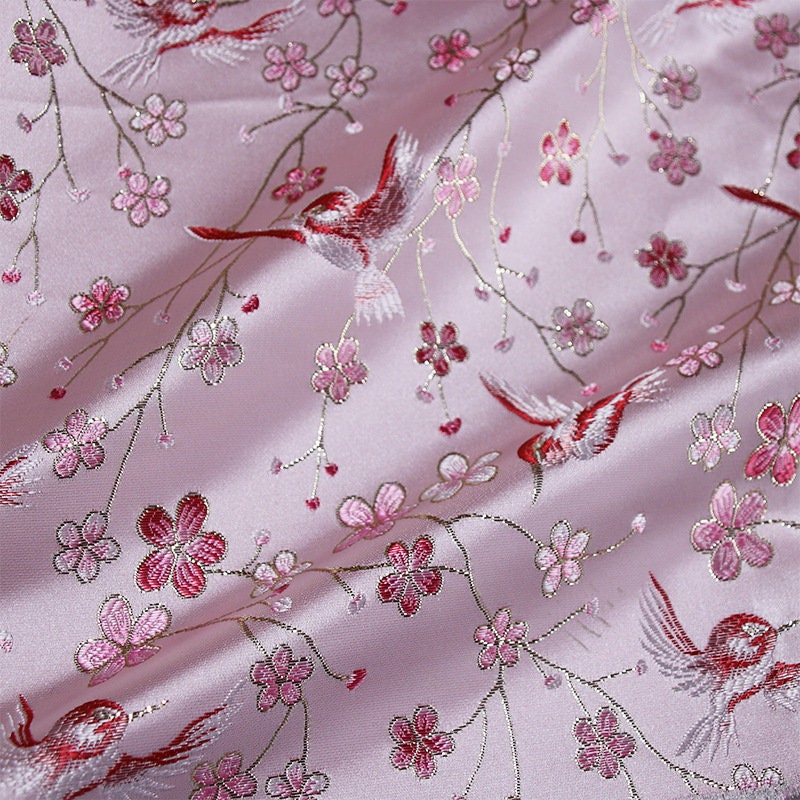 Bird Jacquard Brocade Fabric: 57"W Silk Rayon Damask