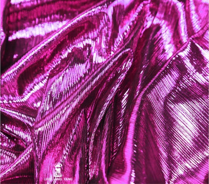 Metallic Foil Striped Knit Fabric: 4-Way Stretch, 56" Wide