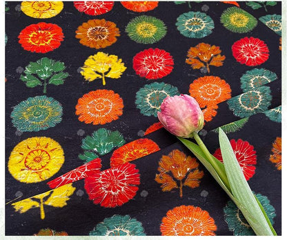 Tissu pour patchwork, tissu en coton à motif d'arbres fleuris ��� Style asiatique coloré Pri" Large