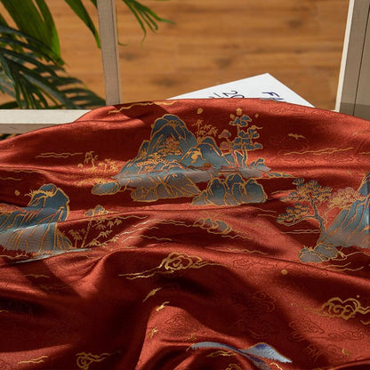 55" Landscape Painting Brocade Fabric: Emperor Tibetan Style