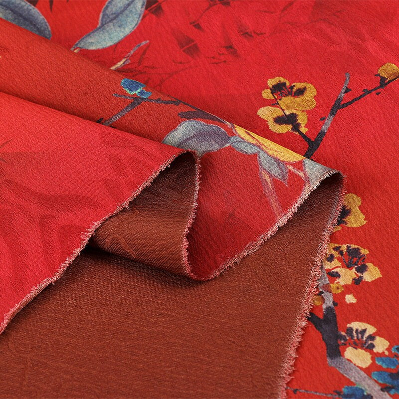 Floral Pearl Satin Fabric: Gambiered Canton Gauze, 58" Wide