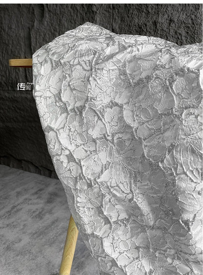 Gold Embossed Jacquard Fabric: 53"W Floral Upholstery Fabric