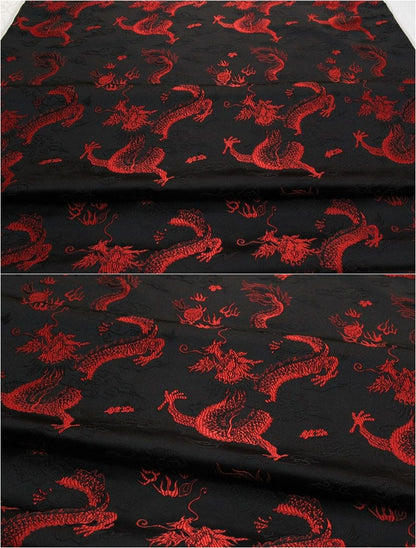 Chinese Dragon Silk Brocade Fabric: Fire Pattern, 29" Wide